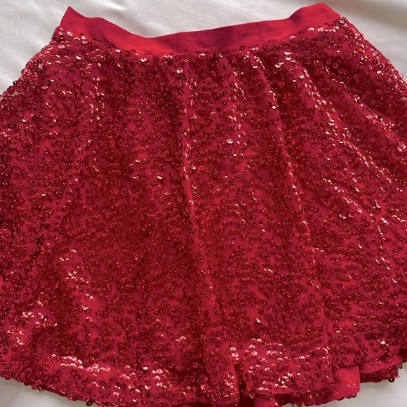 Red Sequined Skater Circle Mini Skirt Girls XL/Wms Small Retro Edgy Whimsical - Picture 9 of 9